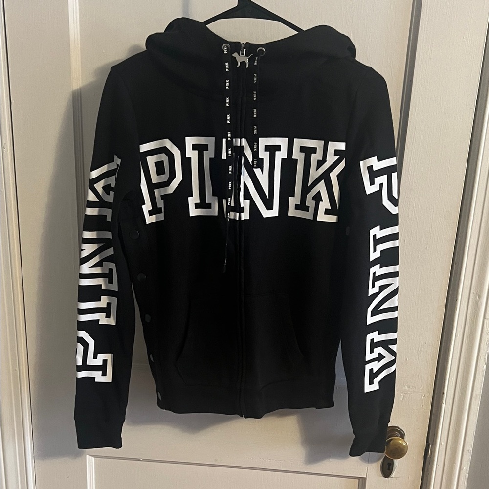PINK Victoria's Secret Black and White Hoodie